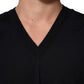 Black Cashmere Knit V-Neck Pullover Sweater