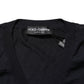 Black Cashmere Knit V-Neck Pullover Sweater