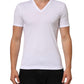 White Cotton V-Neck Short Sleeves T-shirt
