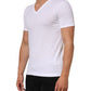 White Cotton V-Neck Short Sleeves T-shirt