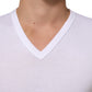 White Cotton V-Neck Short Sleeves T-shirt
