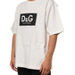 White Logo Print Cotton Crew Neck Men T-shirt