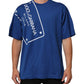 Blue Logo Print Cotton Crew Neck Men T-shirt