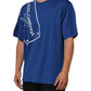 Blue Logo Print Cotton Crew Neck Men T-shirt