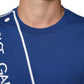 Blue Logo Print Cotton Crew Neck Men T-shirt