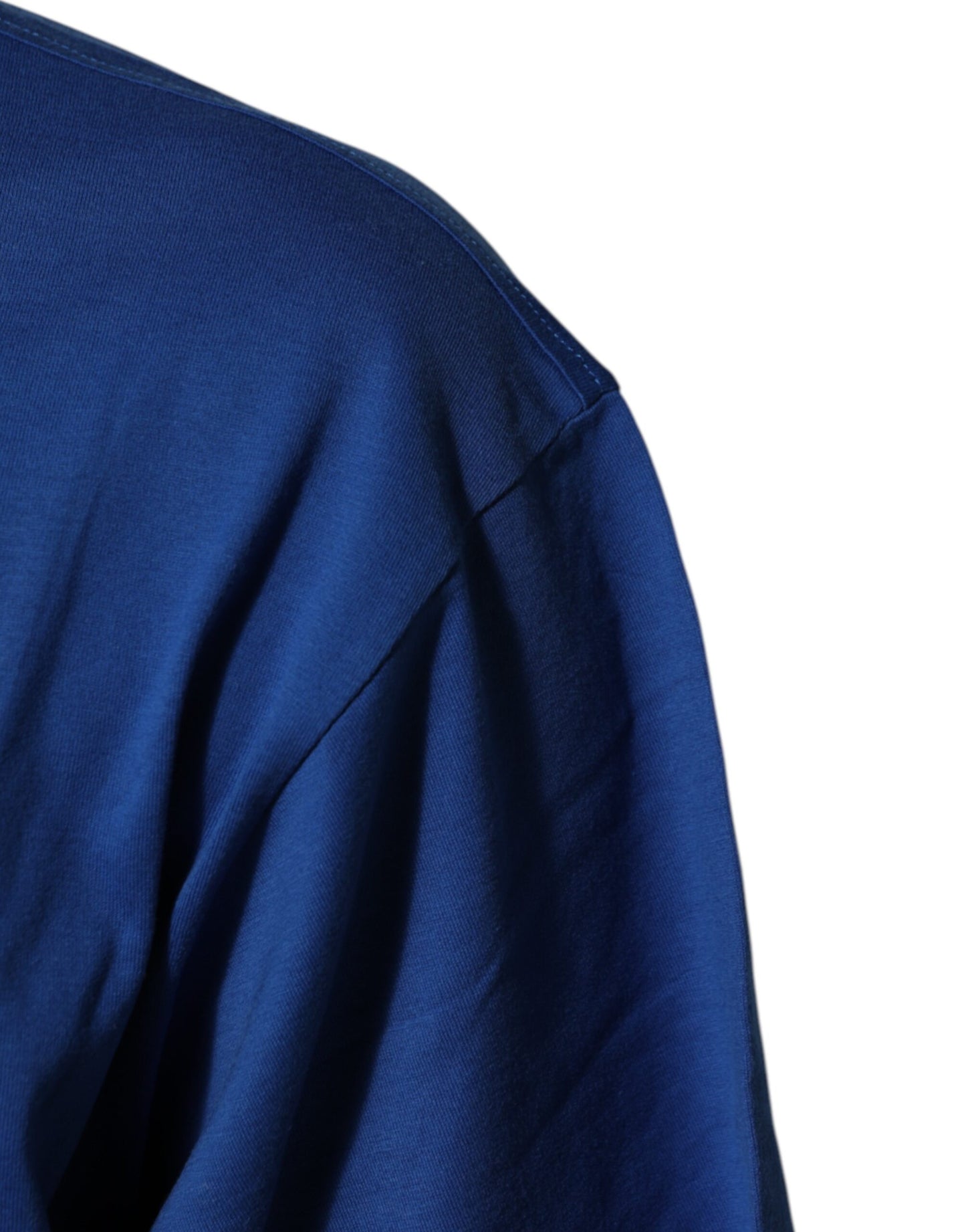 Blue Logo Print Cotton Crew Neck Men T-shirt