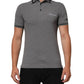 Gray Logo Embroidery Collared Polo T-shirt