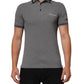 Gray Logo Embroidery Collared Polo T-shirt