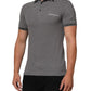 Gray Logo Embroidery Collared Polo T-shirt