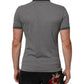 Gray Logo Embroidery Collared Polo T-shirt