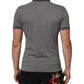 Gray Logo Embroidery Collared Polo T-shirt