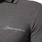 Gray Logo Embroidery Collared Polo T-shirt