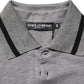 Gray Logo Embroidery Collared Polo T-shirt