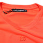 Neon Orange Polyester Men Crew Neck T-shirt