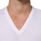 White Cotton V-Neck Short Sleeves T-shirt