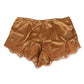 Brown Silk Satin Floral Lace Shorts Underwear