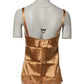 Brown Floral Lace Silk Satin Tank Lingerie Underwear