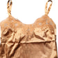 Brown Floral Lace Silk Satin Tank Lingerie Underwear