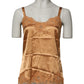 Brown Floral Lace Silk Satin Tank Lingerie Underwear