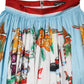 White Calendar Print Cotton Gathered Maxi Skirt