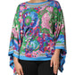 Multicolor Floral Print Silk Tunic Blouse Top