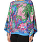Multicolor Floral Print Silk Tunic Blouse Top