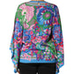 Multicolor Floral Print Silk Tunic Blouse Top