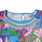 Multicolor Floral Print Silk Blouse Tunic Top