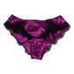 Purple Silk Satin Floral Lace Panty Brief Underwear