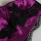Purple Silk Satin Floral Lace Panty Brief Underwear