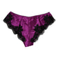 Purple Silk Satin Floral Lace Panty Brief Underwear