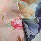 Multicolor Floral Patchwork Silk Ascot Collar Top