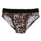 Brown Cotton Leopard Logo Midi Brief Underwear