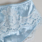 Sky Blue Silk Satin Lace Panty Brief Underwear