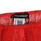 Red Nylon Logo Lace Leggings Pants Underwear