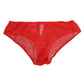 Red Nylon Sheer Mesh Lace Brief Panty Underwear