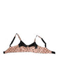 Beige Silk Heart Print Soft Cup Bra Underwear