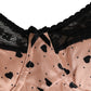 Beige Silk Heart Print Soft Cup Bra Underwear