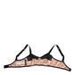 Beige Silk Heart Print Soft Cup Bra Underwear