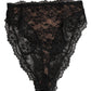 Black Floral Lace Mesh High Brief Panty  Underwear