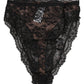 Black Floral Lace Mesh High Brief Panty  Underwear