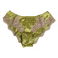 Green Silk Satin Floral Lace Trim Panty Underwear