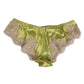 Green Silk Satin Floral Lace Trim Panty Underwear