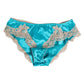 Blue Silk Satin Floral Lace Trim New Slip Underwear