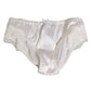 White Silk Satin Floral Lace Panty Brief Underwear