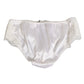 White Silk Satin Floral Lace Panty Brief Underwear