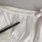 White Silk Satin Floral Lace Panty Brief Underwear