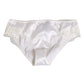 White Silk Satin Floral Lace Panty Brief Underwear