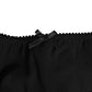 Black Silk Satin Floral Lace Panty Brief Underwear