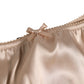 Beige Silk Satin Floral Lace Panty Brief Underwear